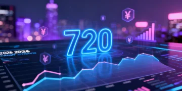 Digital interface showing 720 credit score with financial graphs in 2026