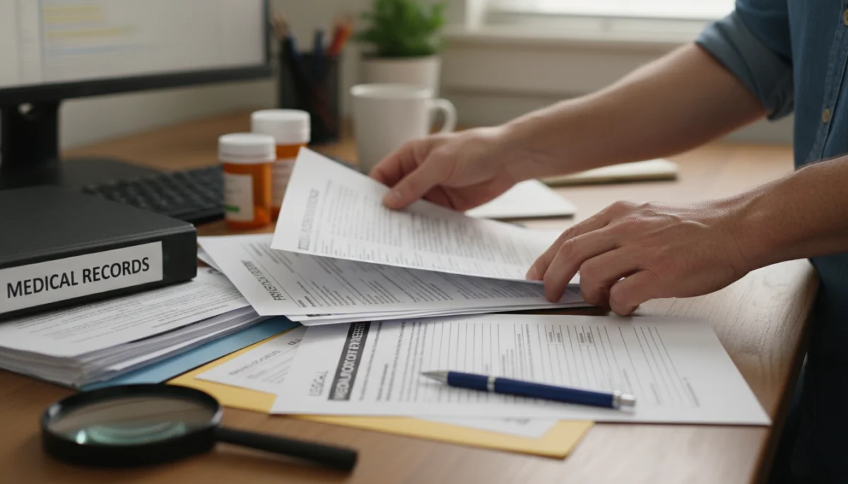 Organizing medical documents for disability benefits application