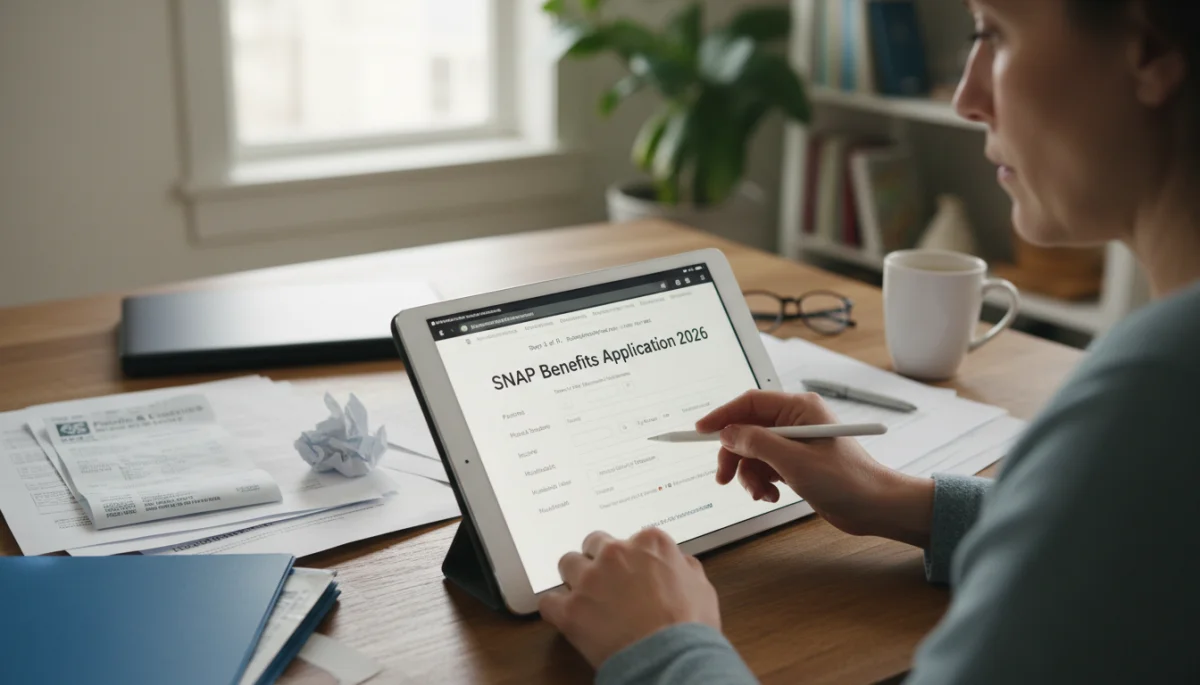 Person completing online SNAP application form