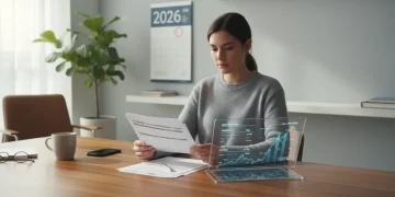 Student loan documents, calculator, and 2026 calendar on a desk, symbolizing financial planning.