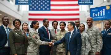 Veterans Benefits 2026: 5 New Programs Over $1,000 Monthly Veterans smiling, shaking hands, and receiving support for new benefit programs in 2026.
